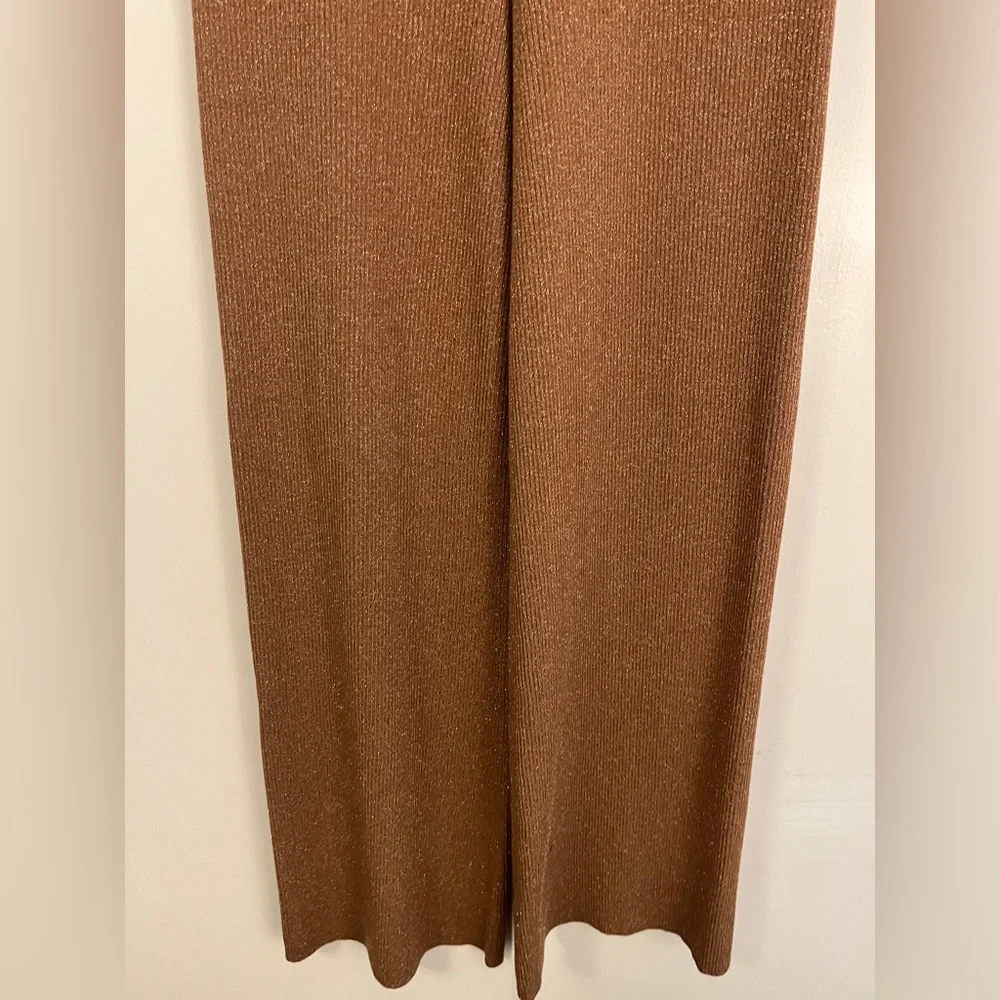 A.L.C. Quentin Knit Wide-Leg Pants in Metallic/Brown, Size XS - Picture 9 of 13